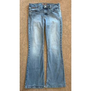 Lei Jeans Womens 11/30 Flare Bootcut Mid Rise Distressed Y2K Rip Hem Denim